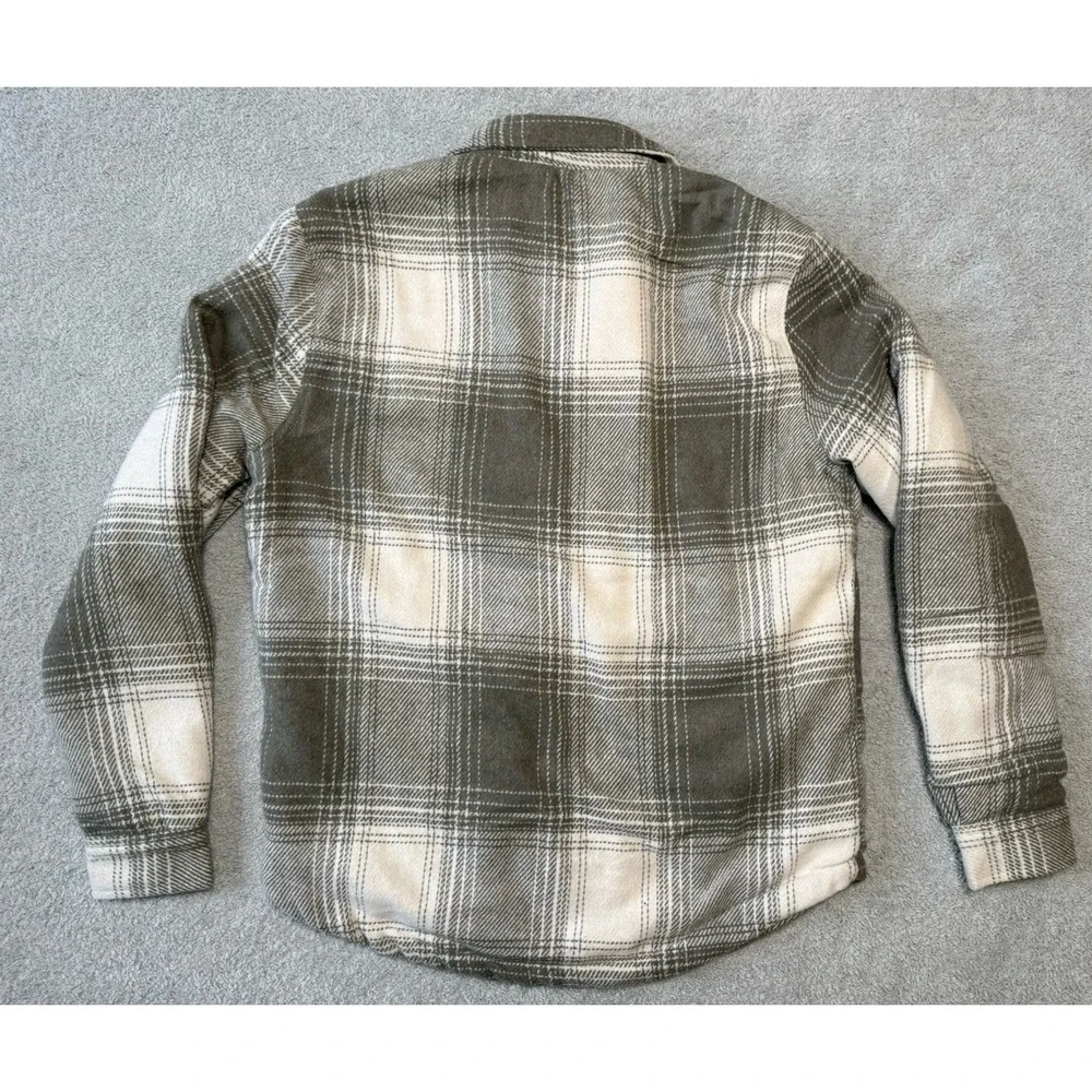 NWT - PX BLACK Sherpa Lined Flannel Shacket Plaid Gray/Green And White  Size‎ M